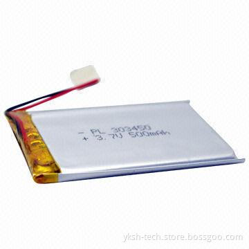 Soft Pack Lithium Polymer Battery, ICS493427 with 3.7V, 500mAh For GPS/MP4 Players/Portable Devices